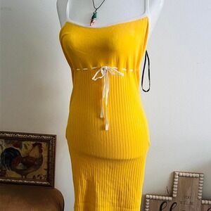 Tank Bodycon stretchable yellow summer mini dress